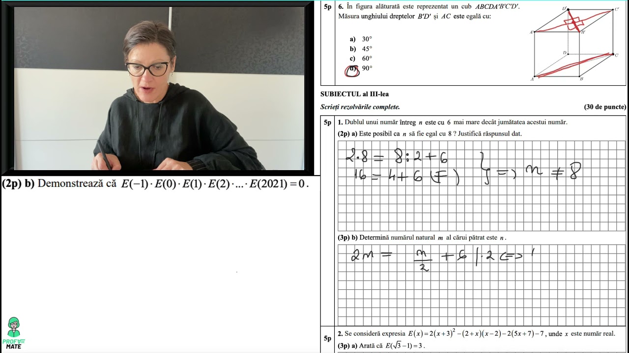 Test de antrenament nr.8/2021, matematică, Evaluarea Națională pentru clasa a 8 a
