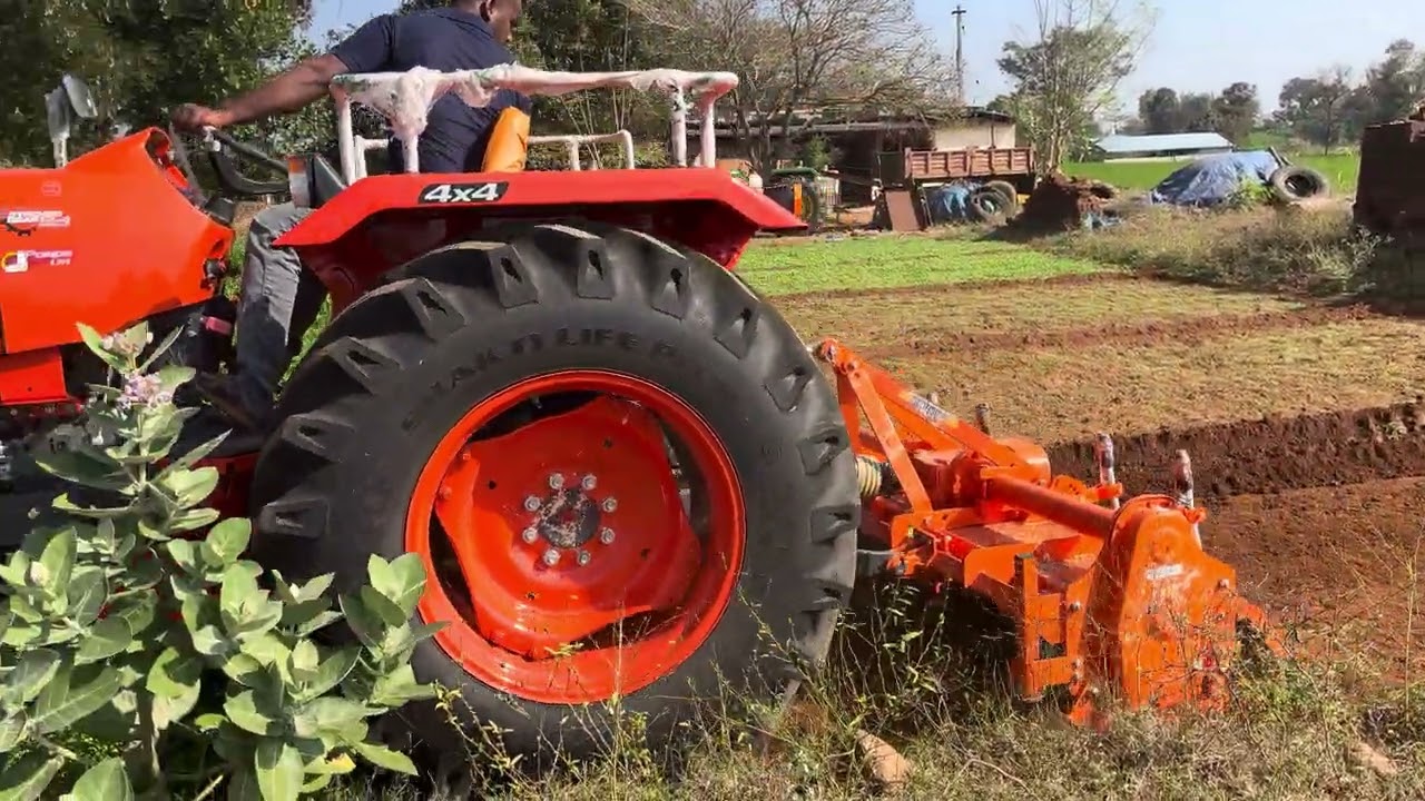 Kubota MU5502 4WD with Shaktiman 48 blade Rotavator first time field 