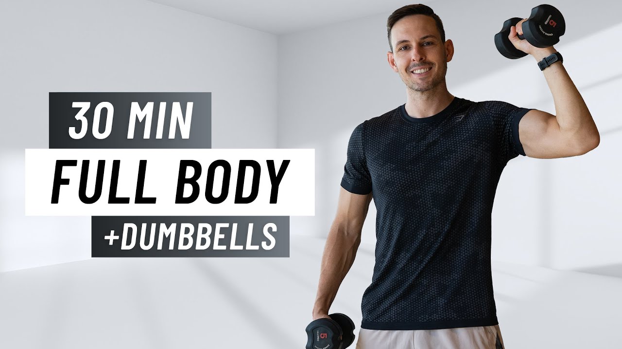 30 Min Full Body Dumbbell Workout - Strength Training (At Home, No Repeats)