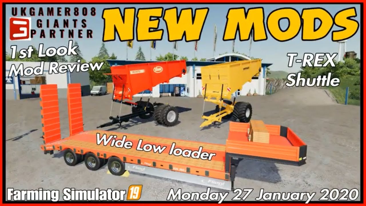 FS19 NEW MODS TODAY Wide low loader & T Rex Shuttle fs19 Mod review
