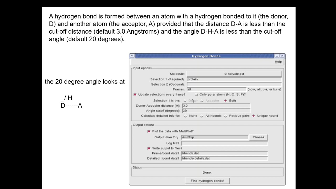 Hydrogen bonding analysis of protein dynamics in VMD