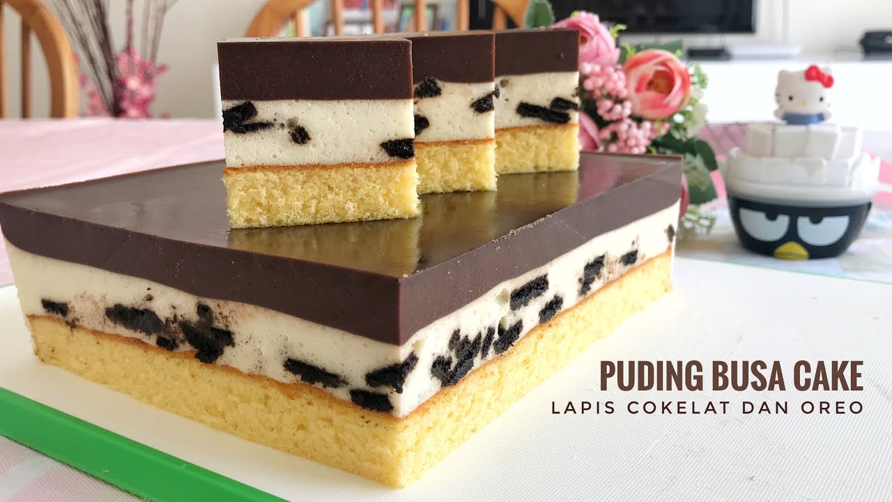PUDING BUSA CAKE | Lapis Cokelat dan Oreo