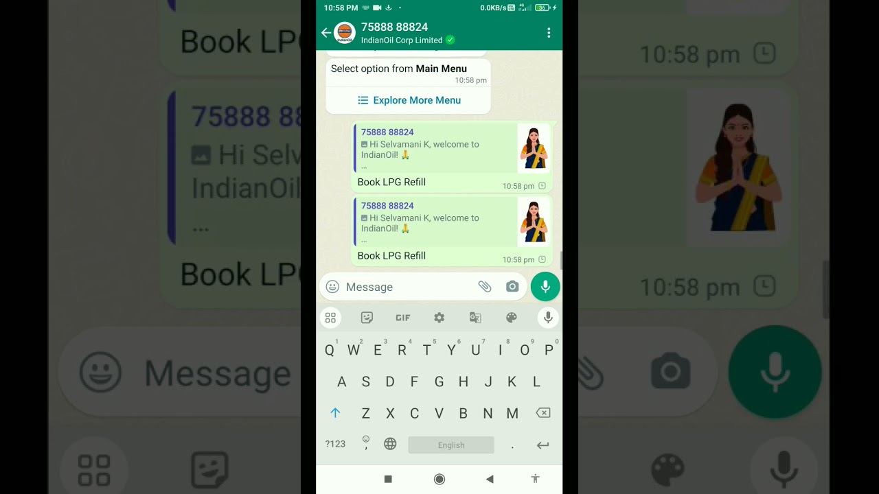 How to book Indane gas cylinder on whatsapp|#shorts #gasbooking #whatsapp
