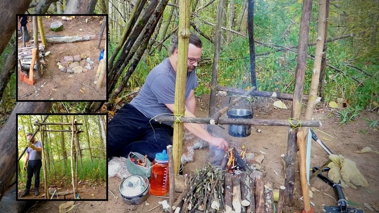 Shelter bauen, Teil 1 – Platz, Innenkonstruktion, Feuerstelle, Essen – Bushcraft, Survival & Outdoor