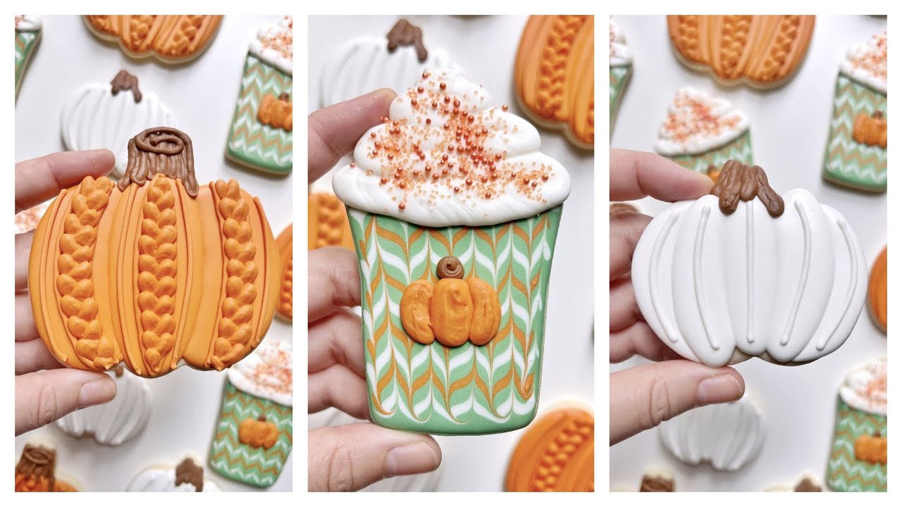 PUMPKIN SPICE COOKIES | Satisfying Cookie Decorating of Pumpkin Cookies with Royal Icing