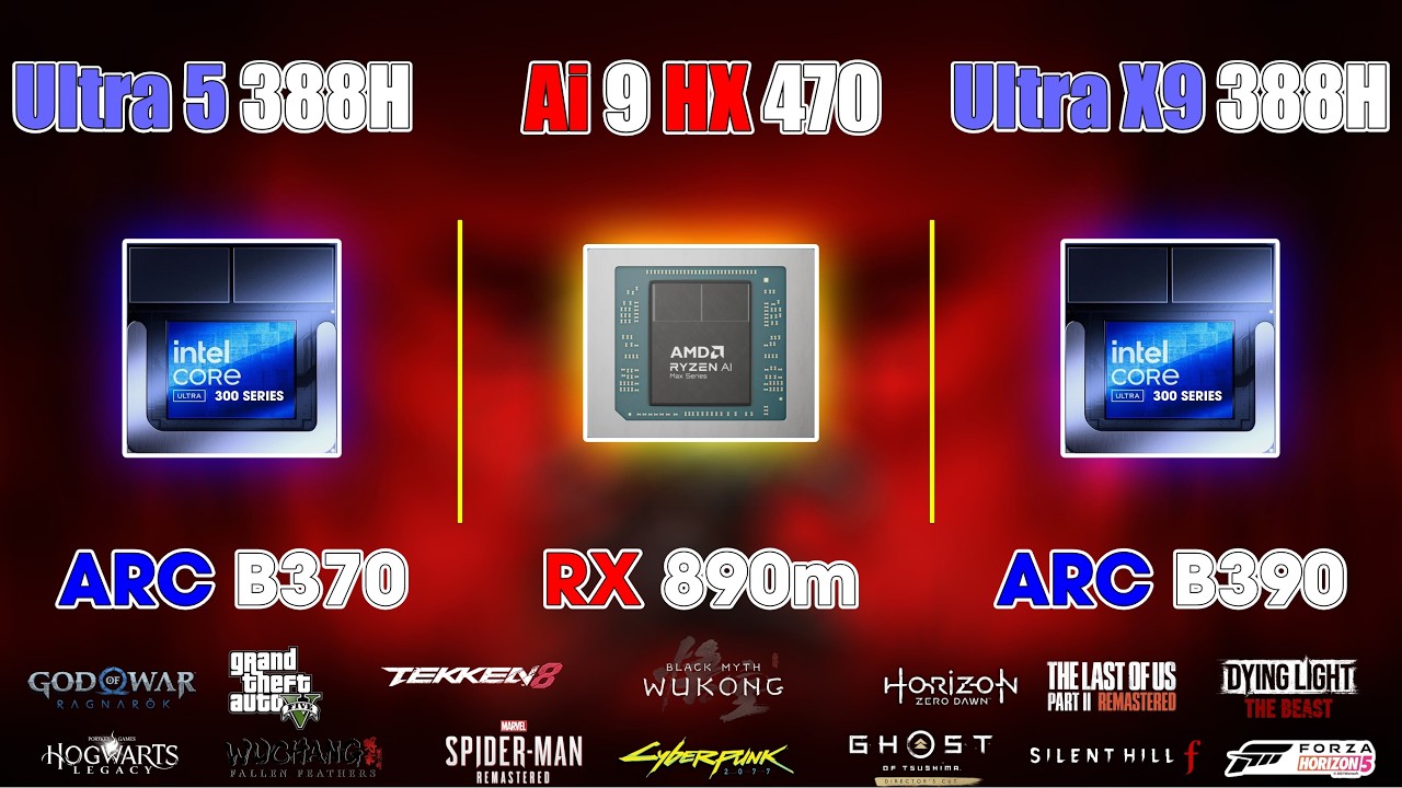 Ryzen AI 9 HX 470 vs Ultra X9 388H vs Ultra 5 238H: 1080p Gaming Test at 30W!