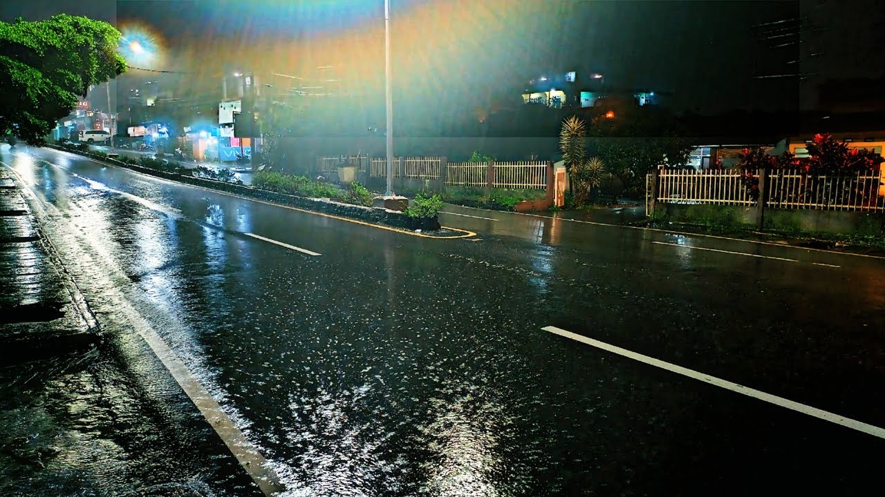 Rain Sounds on a Quiet Night Road 🌧️ Deep Sleep & Stress Relief