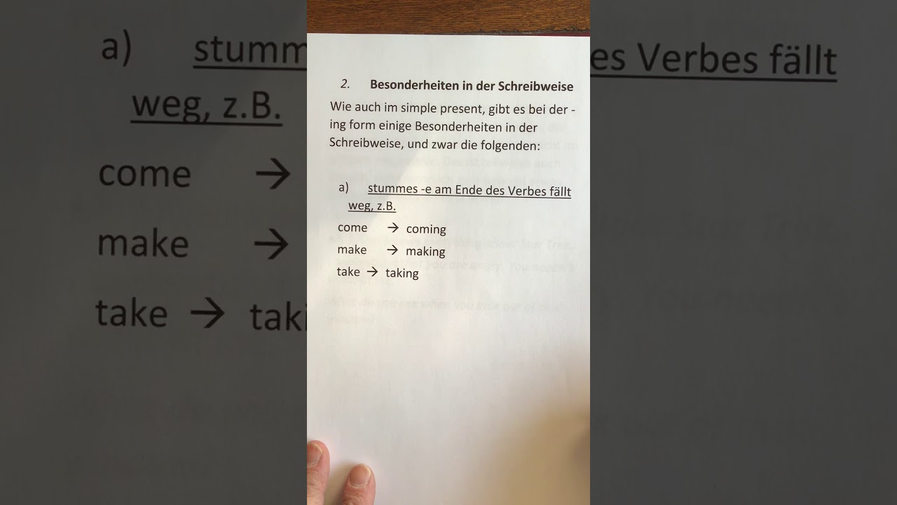 Besonderheiten beim Present Progressive
