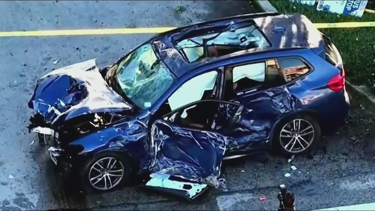 Two men hospitalized after SUV slams into a bus stop in Hollywood