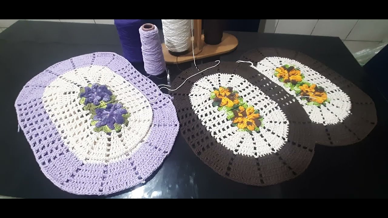 Vem ver essa produção linda que estou fazendo bases para tapete Maravilha com flor catavento