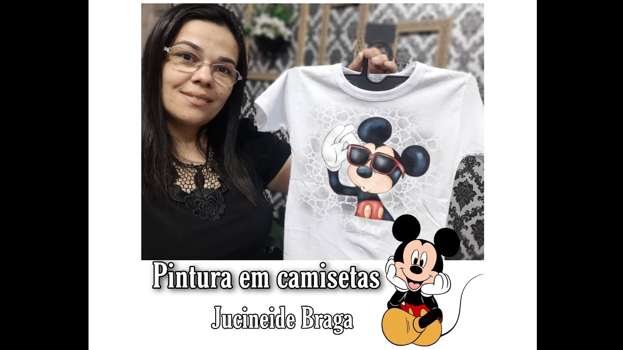 Pintura em camisetas- Michey pintado na camiseta