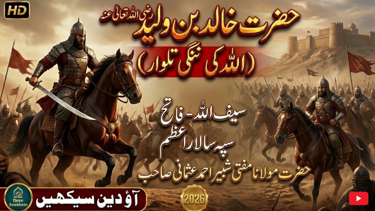 حضرت خالد بن ولید رضی اللہ عنہ: اللہ کی ننگی تلوار (سیف اللہ) کا مکمل واقعہ - مفتی شبیر احمد عثمانی