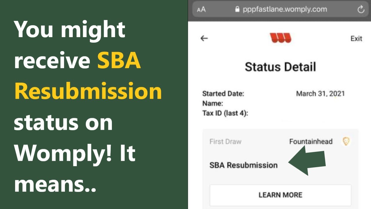 Womply SBA Resubmission status for PPP application - what does it mean and when will you get funds?