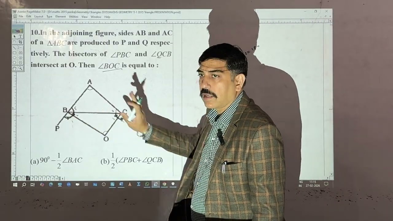 In the adjoining figure, sides AB and AC of a are produced to P and Q respectively................