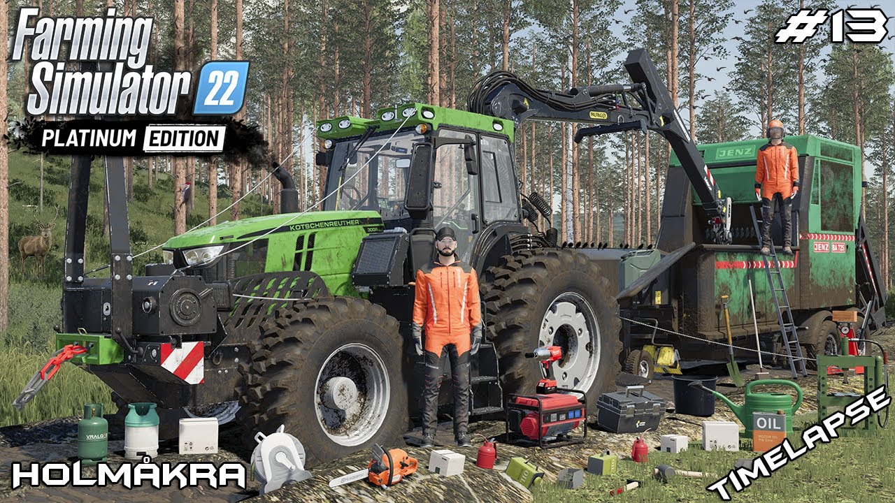 TRANSPORTING JENZ WOOD CHIPPER TROUGH MUD | Forestry ON Holmakra | Farming Simulator 22 | Episode 13