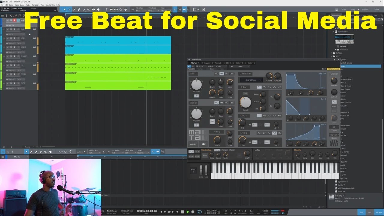 Making a Purple Rain type Beat. Making an 80s Electronic Beat. Free beat for social media use.