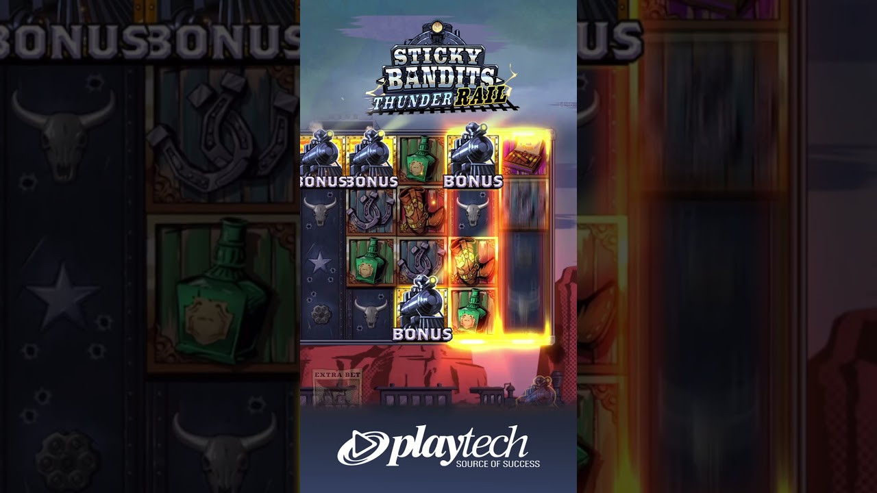 ใหม่!! ส ล็ อ ต Playtech: Sticky Bandits Thunder Rail #playtech #playtechslot