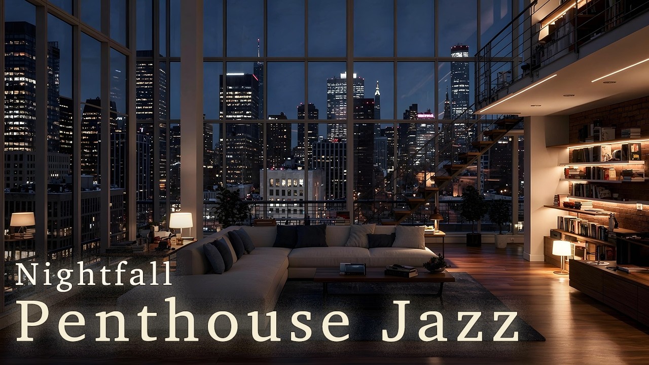 [4K] Nightfall Jazz — Manhattan Skyline Penthouse Jazz | Above The City Jazz