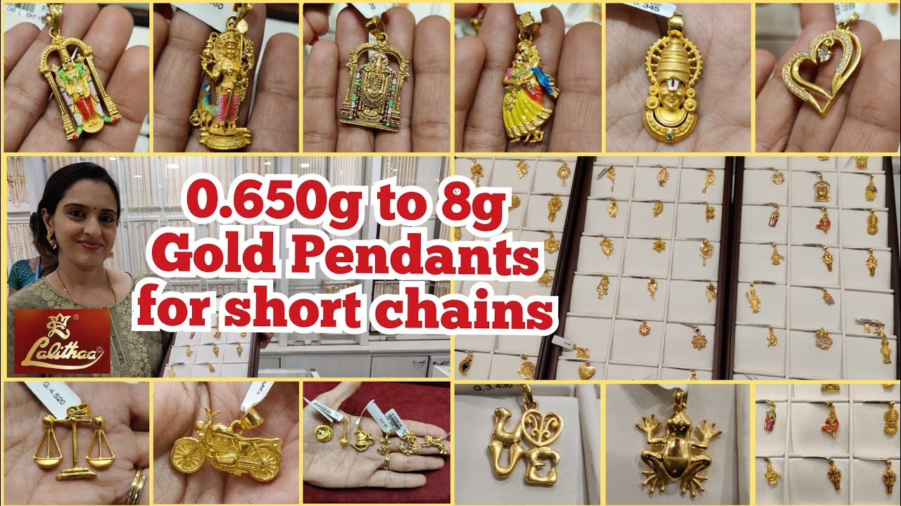 650mg to 8g Gold Pendants| Dailywear & Fancy, God, casting & Kids Pendant for short chains| Lalithaa