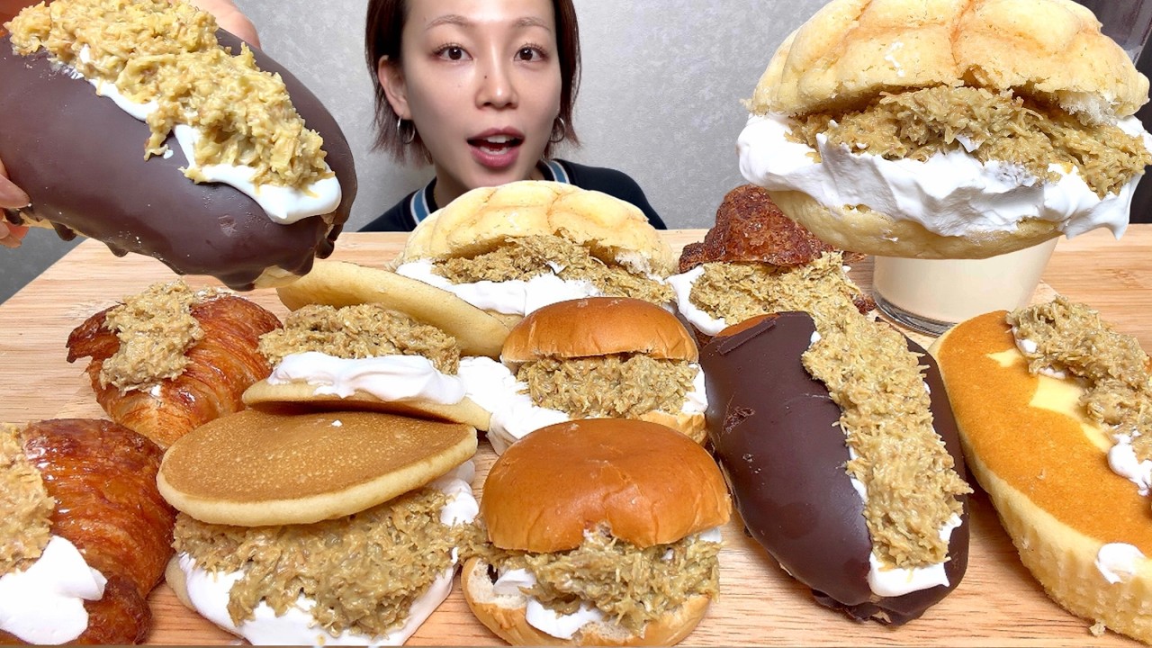 【ドバイチョコ🍫菓子パンアレンジ🥐】ASMR 日本語字幕