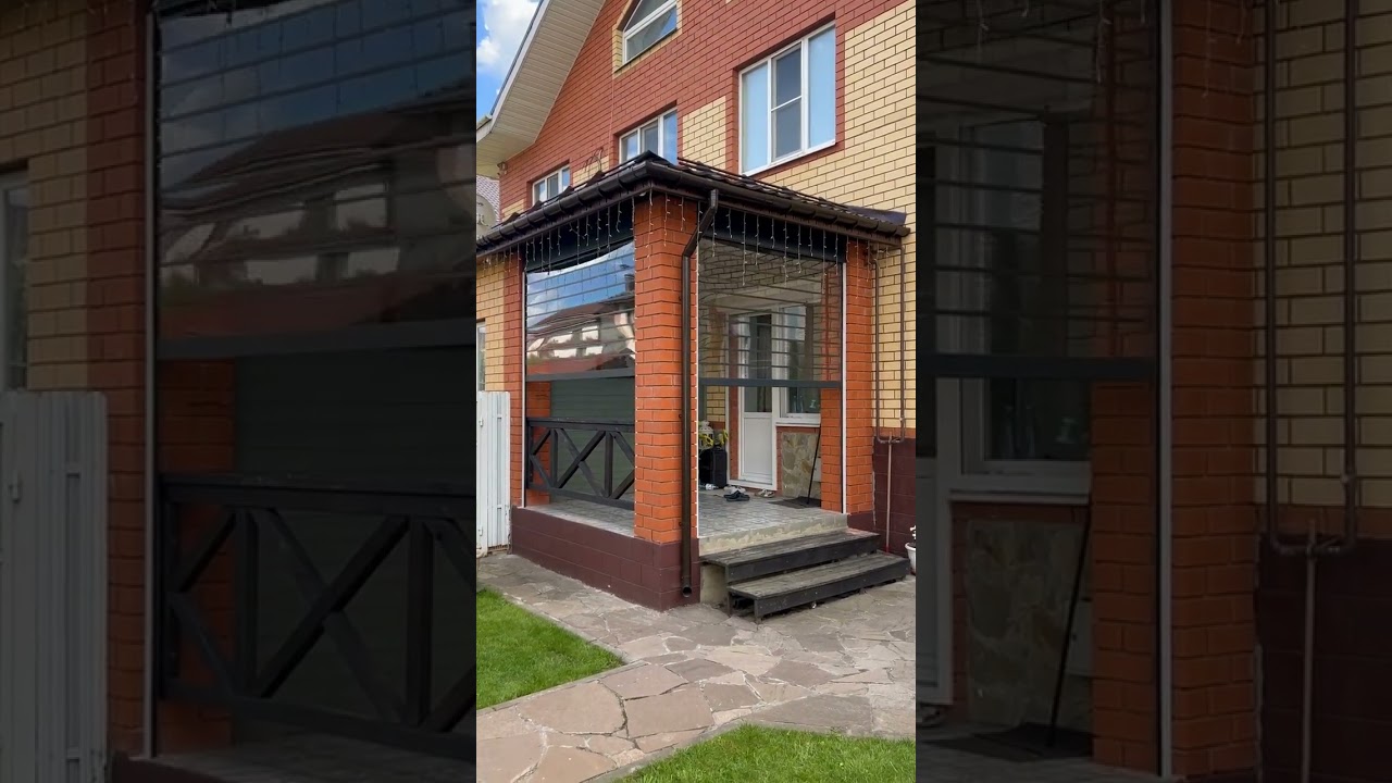 Остекление веранды прозрачными рольставнями из поликарбоната #остекление #дача #беседка #веранда