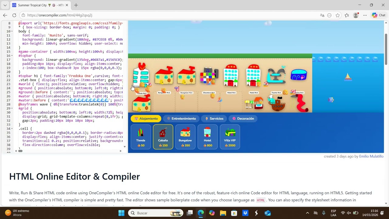 [NUEVO JUEGO EN HTML] Summer Tropical City 🌴🥥 (Link en la Descripción)