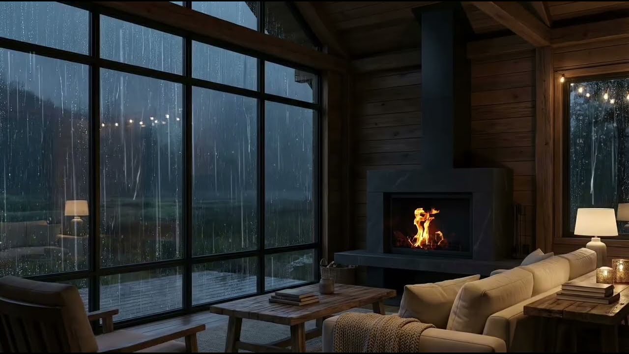 Heavy Rain on Huge Window for Sleep & Study — Realistic Rain Sounds (4K, No Talking)