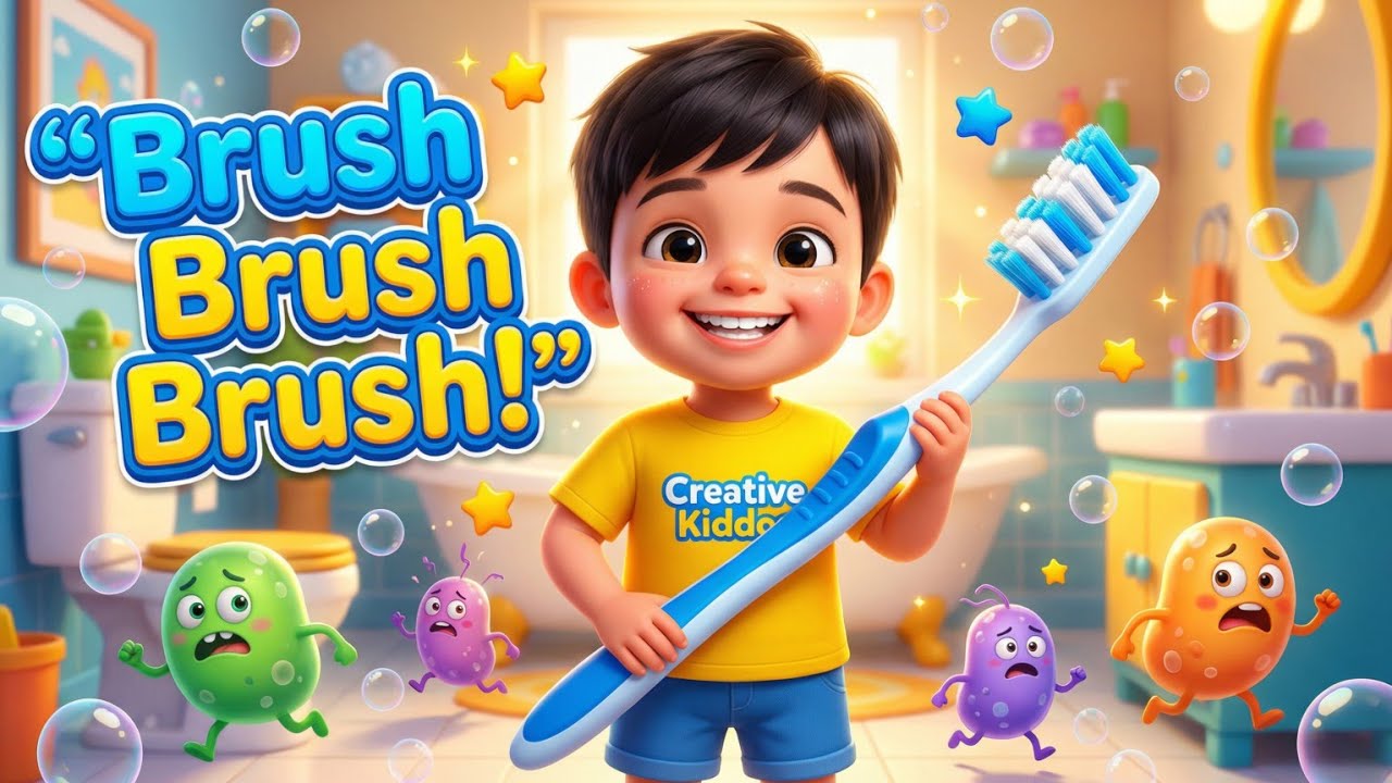 Brush Brush Brush 🪥🦷🇺🇸 | Fun Kids Tooth Brushing Song | Healthy Teeth for Kids | @creativekiddos27 