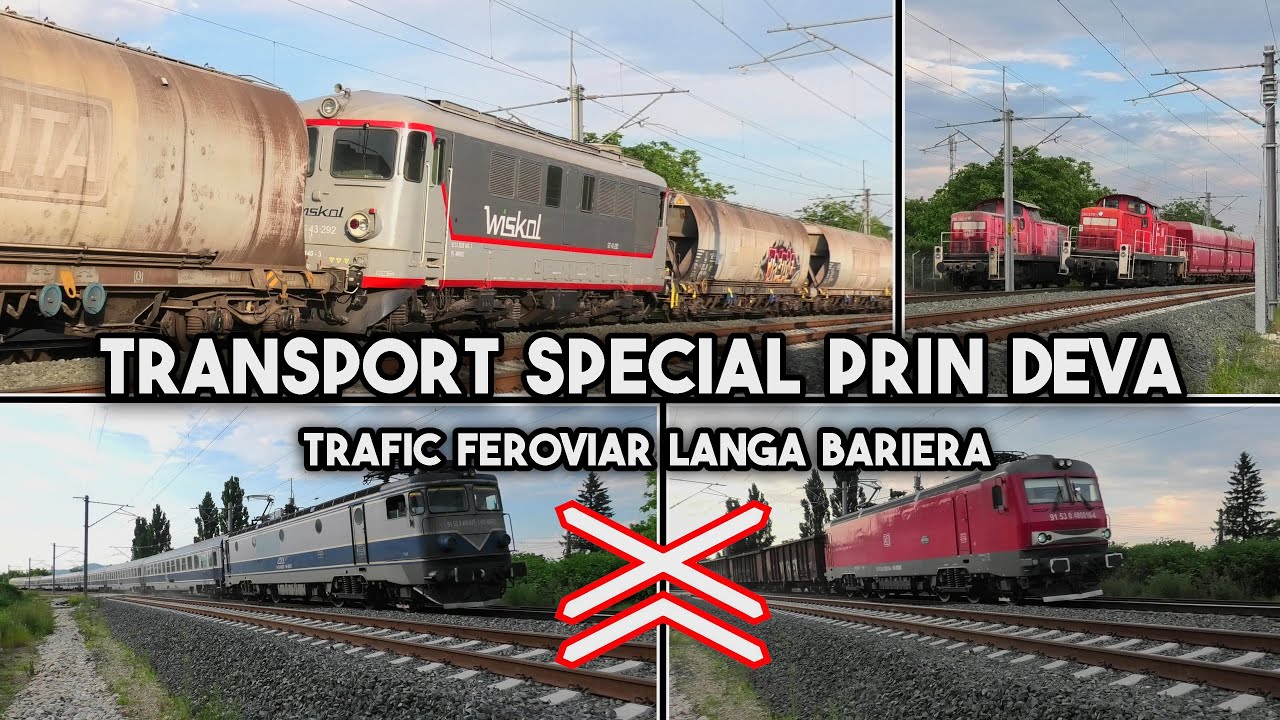 [4K] Transport special din Polonia și trafic feroviar lângă barieră în Deva [2022]