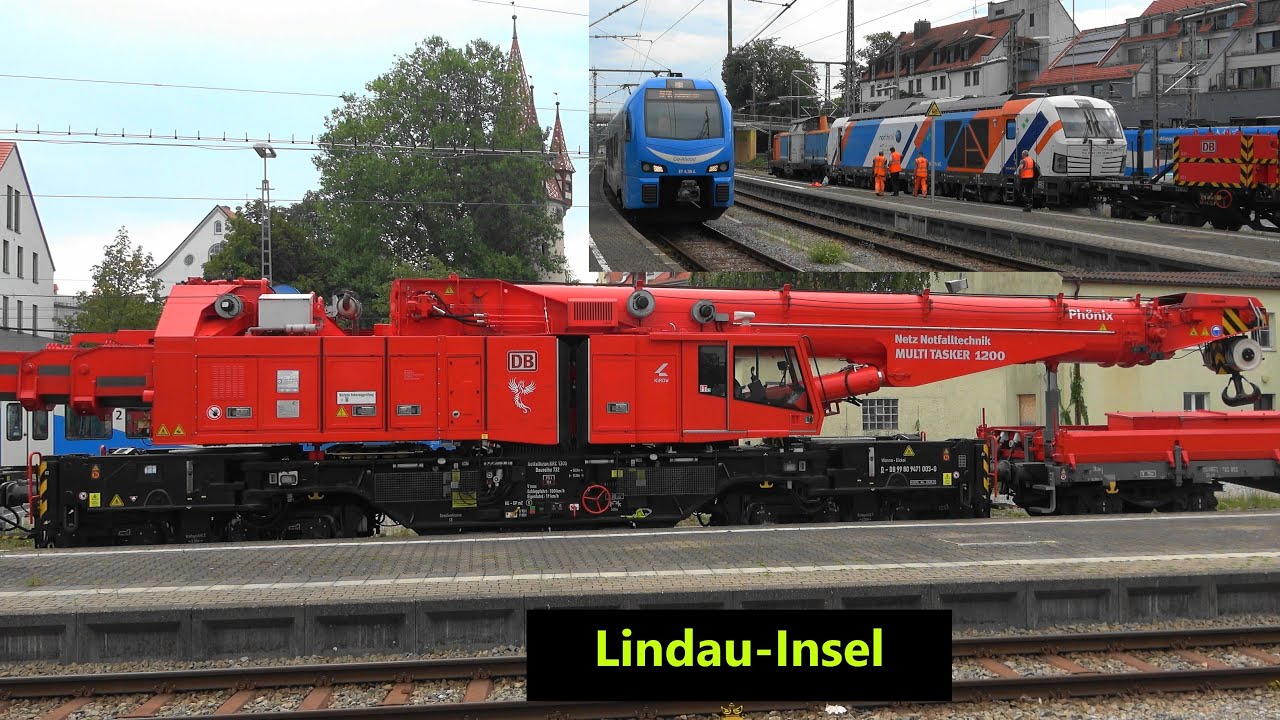 🏗️Kranzug mit Phönix, BR248 Vectron Dual Mode & BR212 am Bahnhof Lindau-Insel