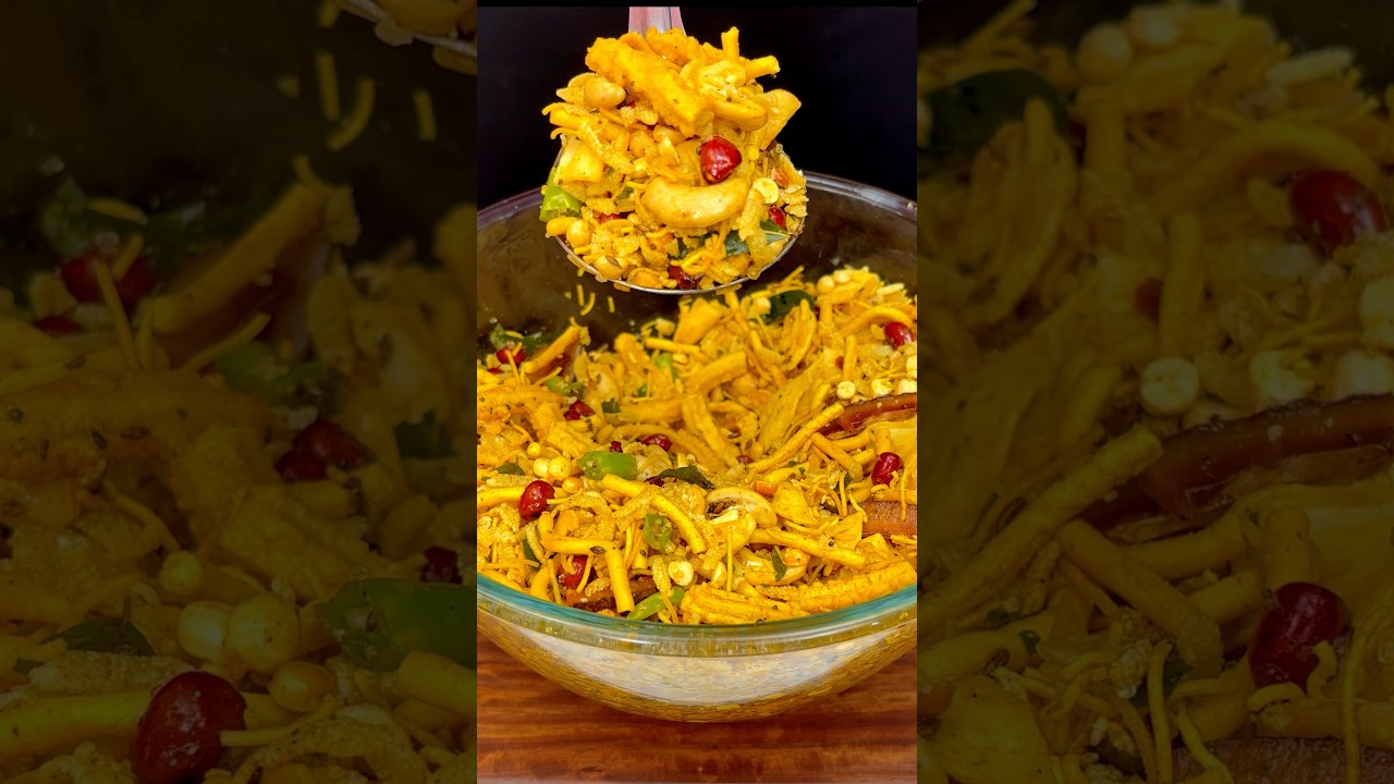 Instant Namkeen Snack 😋 Diwali Special recipe 🔥 #namkeen #cooking #snack #chiwda #food #recipe