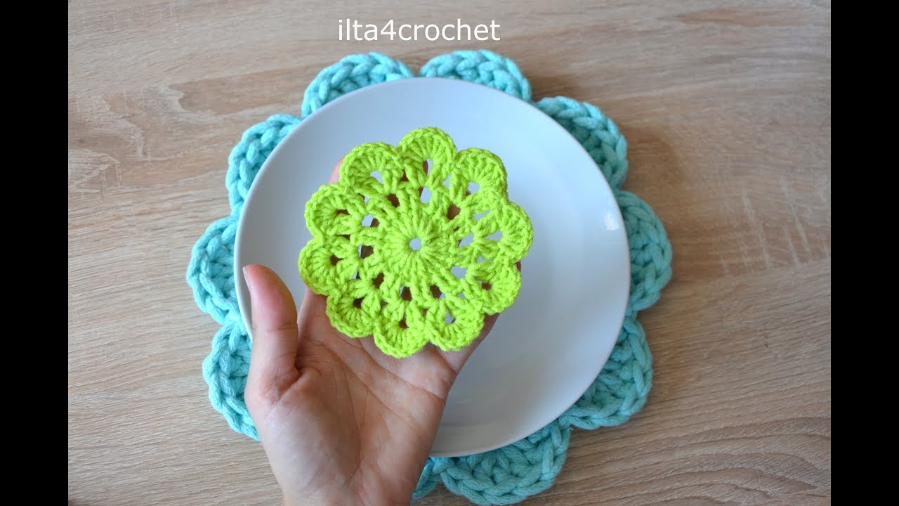 Jak zrobić szydełkiem prostą podkładkę pod kubek lub talerz - tutorial - ilta4crochet