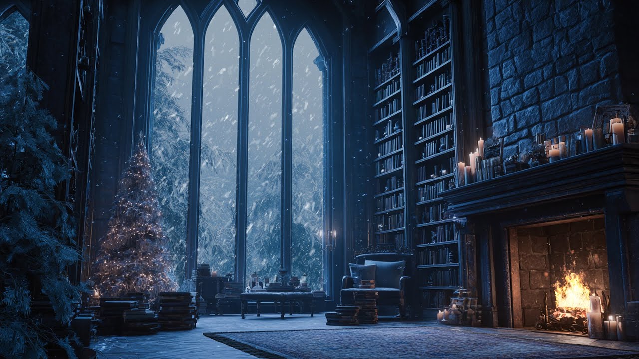 Gentle Snowfall & Warm Firelight ❄️🔥 Winter Sounds for Calm Focus and Rest