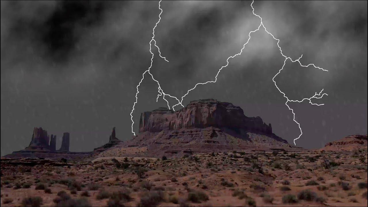 Monument Valley Desert Thunderstorm Sounds - Rain Sounds for Sleeping - Relaxing Sounds