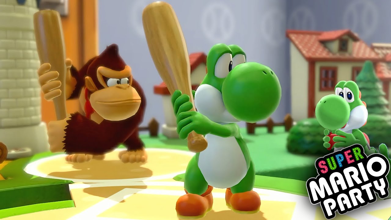 Super Mario Party Mini League Baseball Yoshi and Donkey Kong vs Goomba and Koopa Troopa