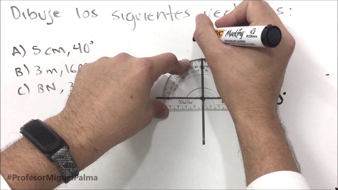 Dibujar vectores de forma manual (utilizando transportador)
