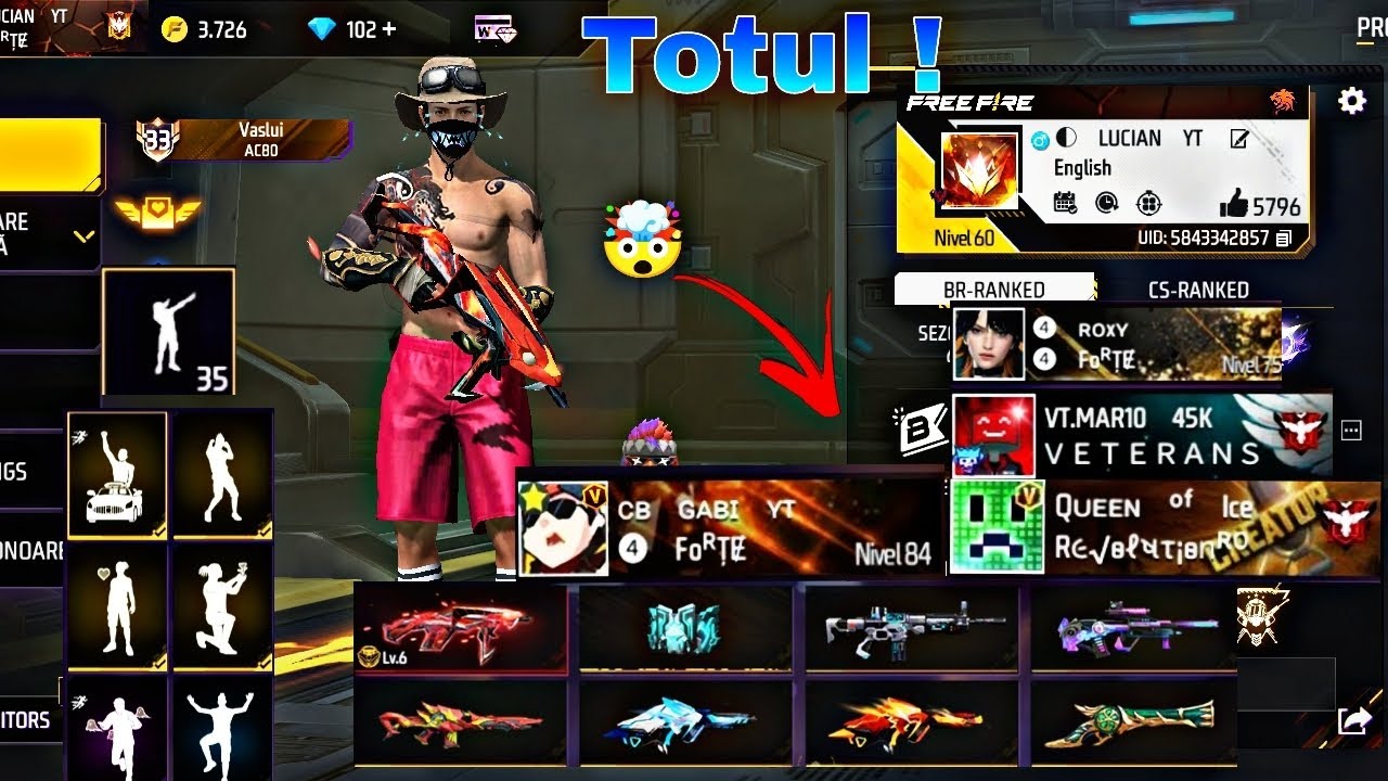 Prezentare completă a contului meu de Free Fire 🔥 Ce se ascunde în contul meu sau Cine ? Toate....