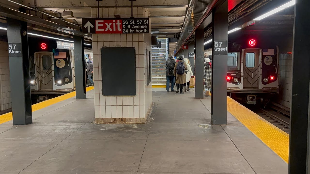 IND Sixth Avenue Line: R160 M train action at 57th Street-6th Avenue (F/M Swap Part 1