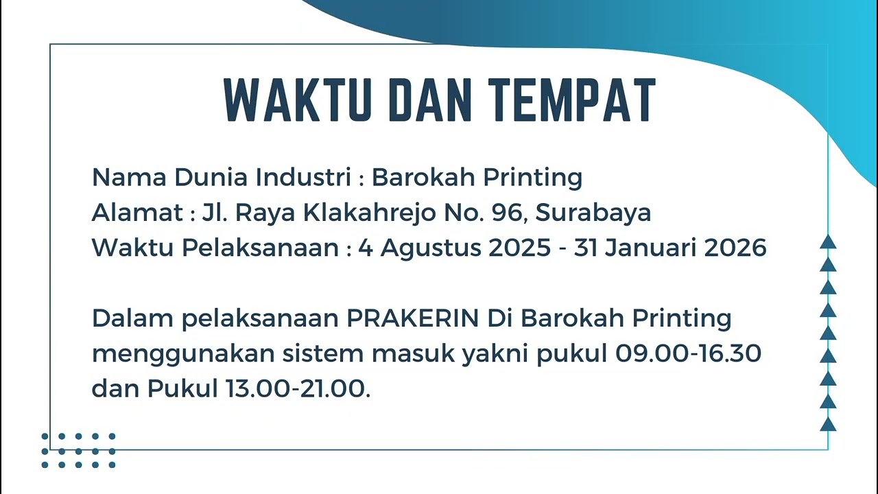 Presentasi prakerin smkn 13 angkatan ke-5 di Barokah Printing