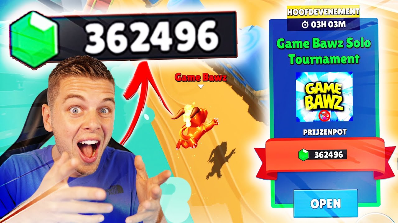 362.496 GEMS PRIJZENPOT! LIVE MIJN EIGEN STUMBLE GUYS TOERNOOI!!
