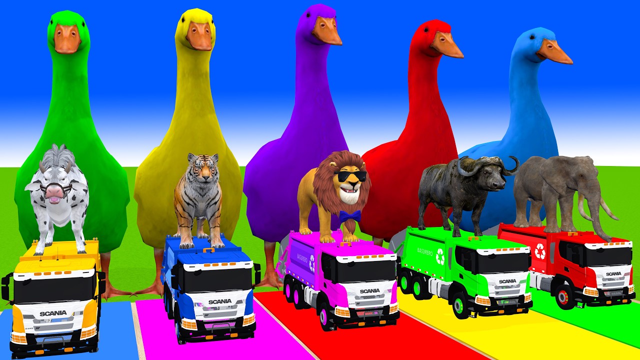 Long Slide Game With Cow Elephant Gorilla Hippopotamus Tiger 3d Animal Game Funny 3d Animals