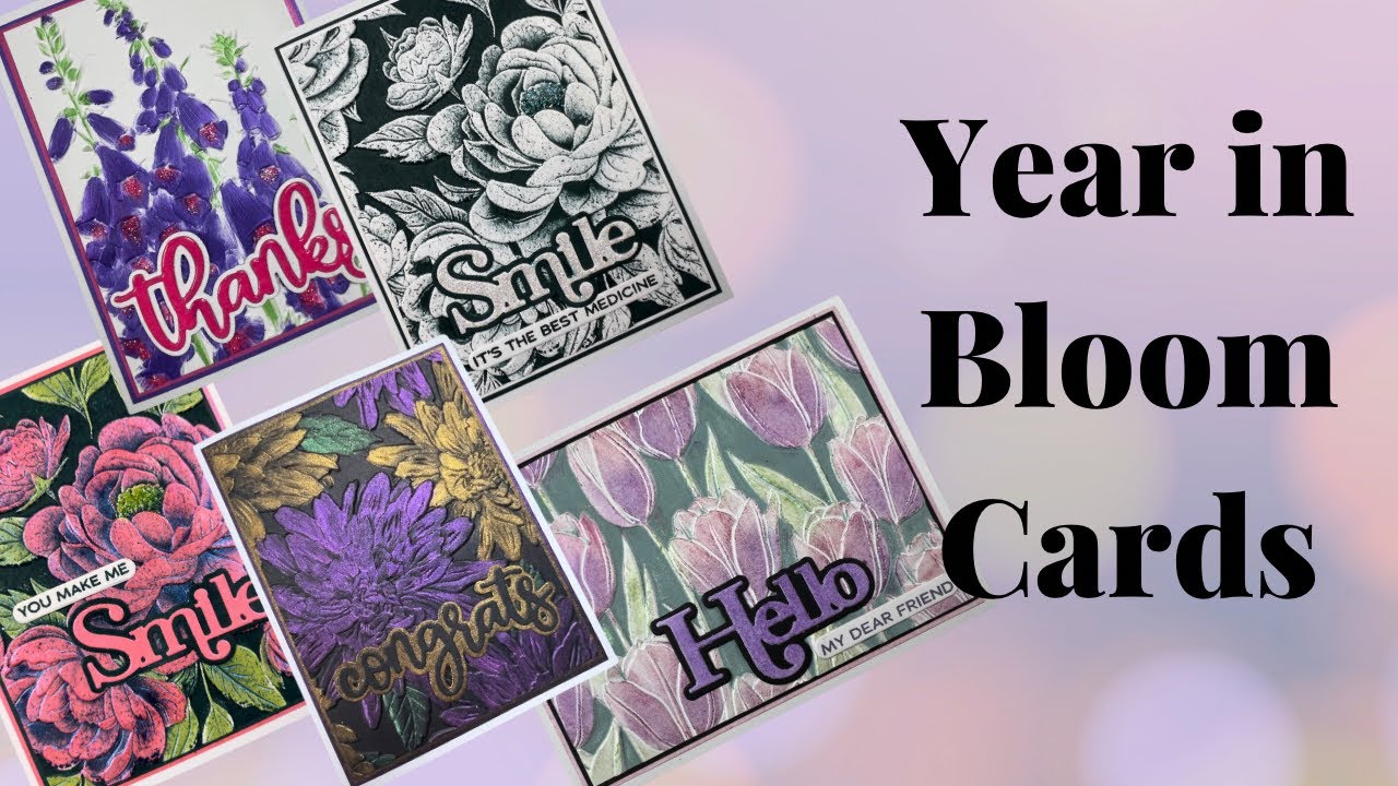A Year in Bloom Cards using Year in Bloom Embossing folders and inks from Lisa Horton Crafts
