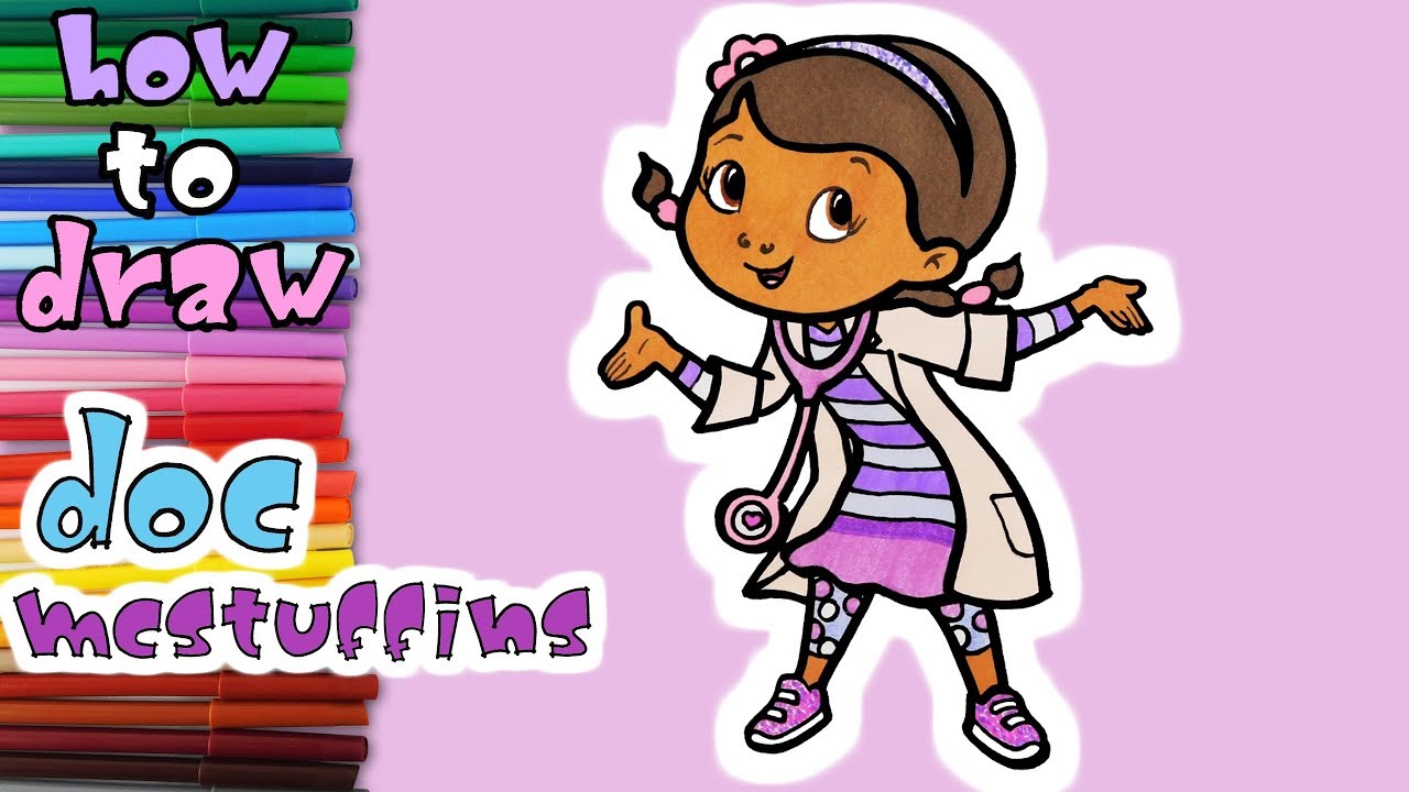 Doc McStuffins - How to Draw and Paint Dottie McStuffins - Art Coloring for Kids - learn to draw