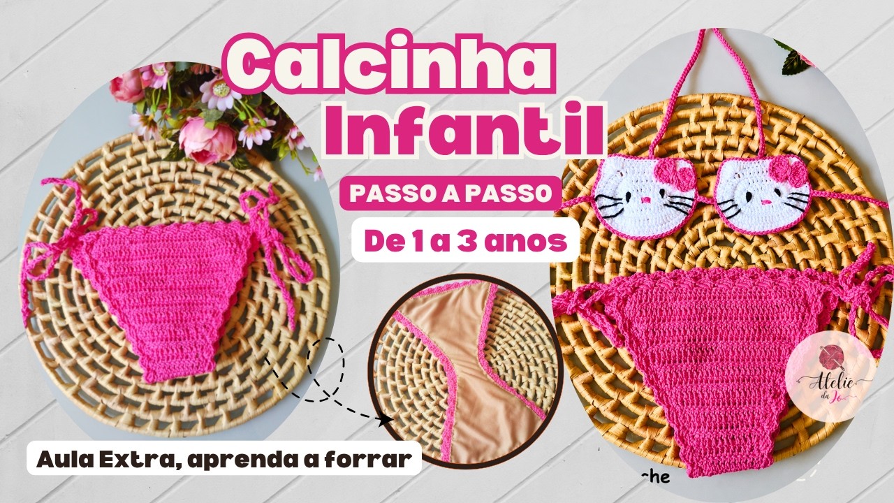 Calcinha Infantil 1 a 3 anos/ Biquíni infantil no crochê - Passo a passo