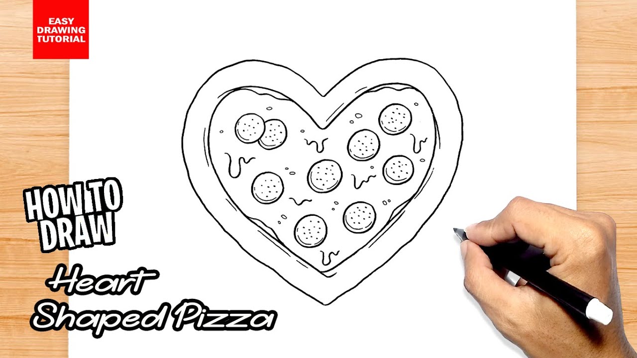 How to draw Heart Shaped Pizza