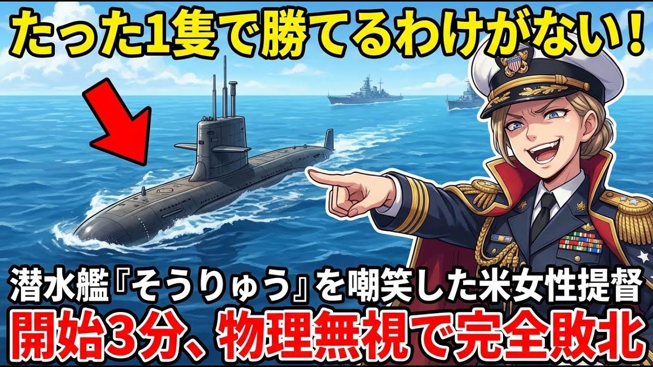 「貧乏国のディーゼル艦ｗ」と嘲笑う女性提督→演習開始３分、海自『そうりゅう』が深海の”忍者”と化し、最強原潜を完全無力化ｗｗ【海外の反応】
