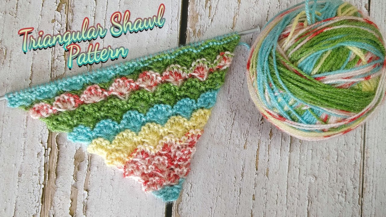 आसान तिकोनी शॉल बुनाई, Easiest 2 Row Repeat, C2C blanket, Triangular Shawl,  Scarf, Knitting Pattern