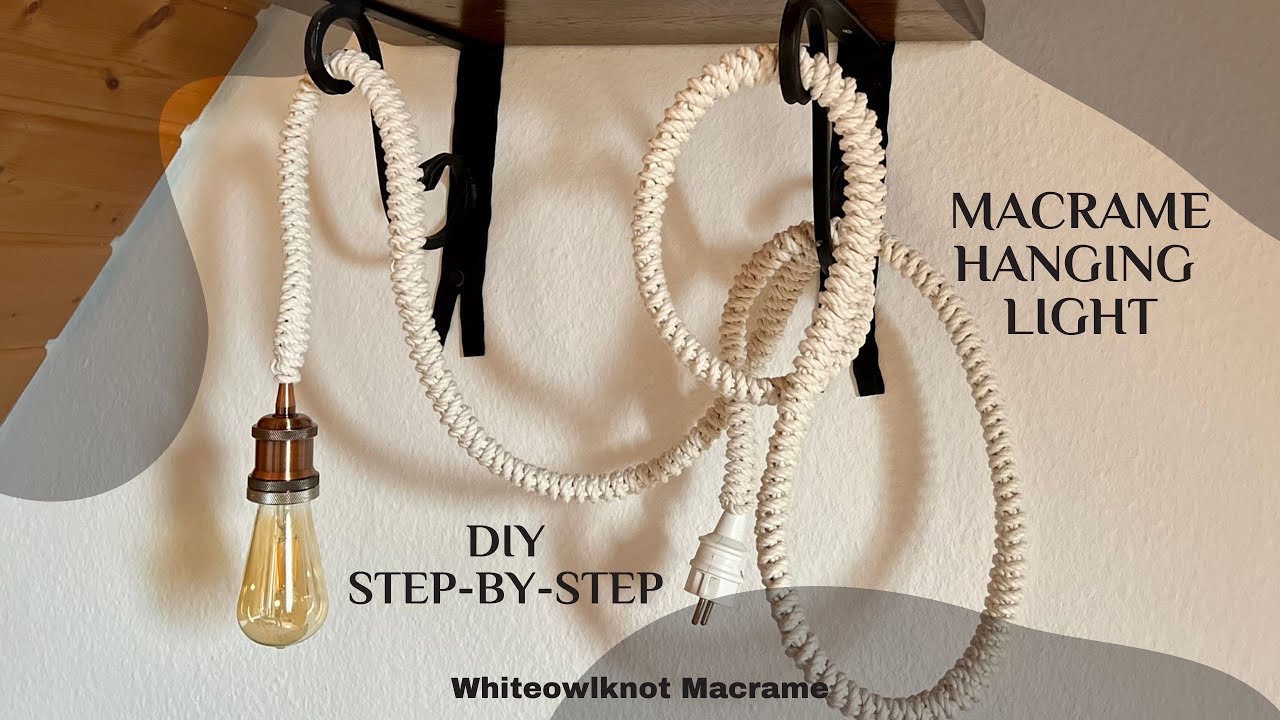 Macrame Hanging Light DIY / Macrame Pattern Ideas / Step-by-step macrame hanging lamp / Snake Knot