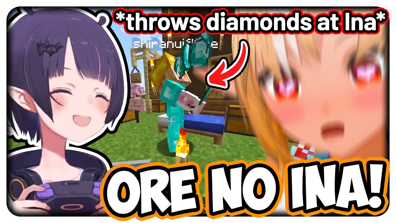 Ina finally meets Flare in the minecraft server 