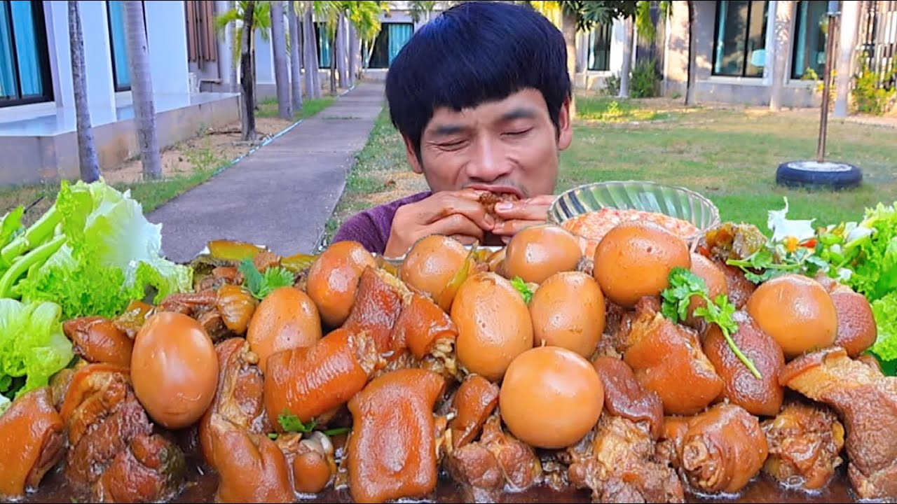 ขาหมูตุ๋นยาจีนจิ้มซีฟู๊ดแกล้มผักสดแซ่บคักขนาดครับพี่น้องMUKBANG EATING SHOW/โก้อีสานพาแดก